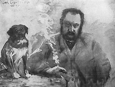Man at Table with Dog by Lovis Corinth